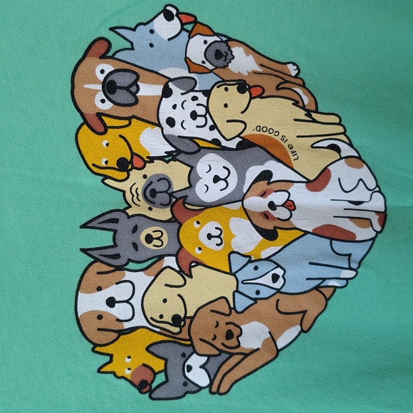 Life Is Good Women's Green Tshirt With Dog Heart Graphic - Picture 3 of 8